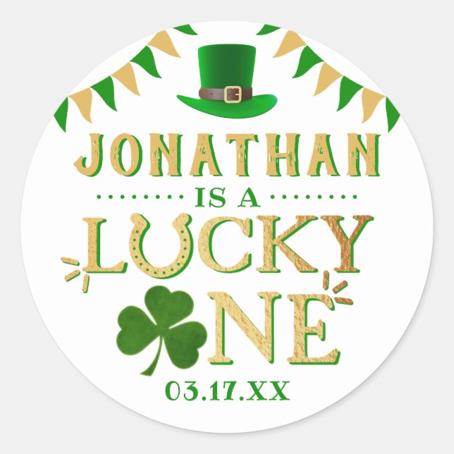 Sticker Rond Lucky One St. Patrick's Day 1er anniversaire (Devant)