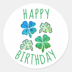 Sticker Rond Lucky Shamrock Clover Joyeux anniversaire