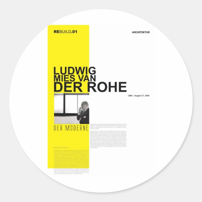 Sticker Rond Ludwig Mies Van Der Rohe (Devant)