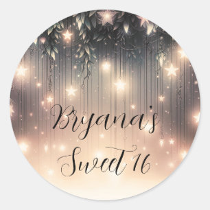 Sticker Rond Lueur de l'Arbre Céleste Enchanté  Étoiles et Nuag