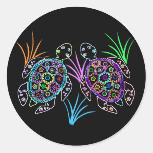 Sticker Rond Lueur de tortue de mer