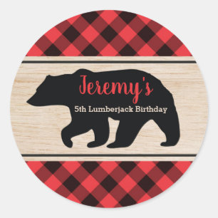 Sticker Rond Lumberjack Boy Anniversaire Fête Favoriser Sticke