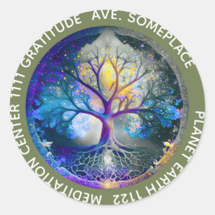 Sticker Rond Lumière Céleste Arbre de Vie