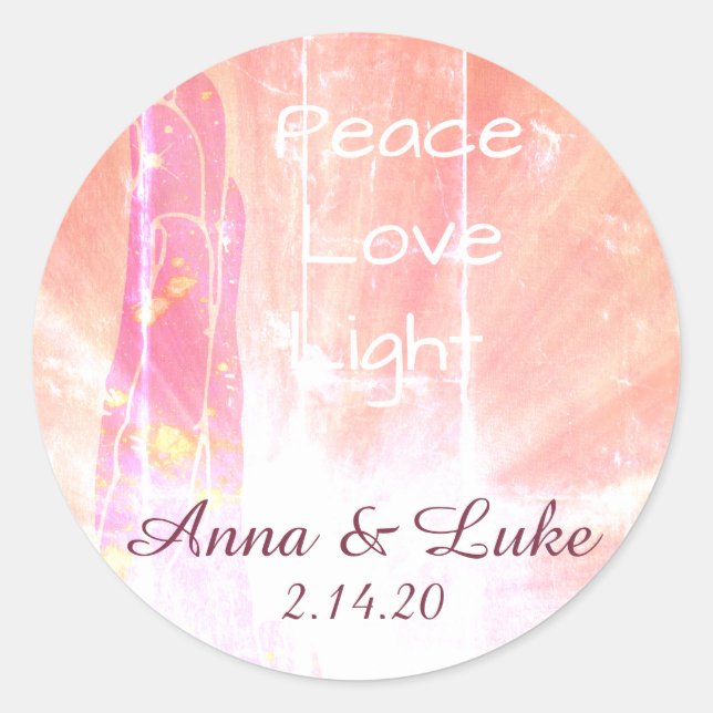 Sticker Rond Lumière curative d'amour de paix de main d'énergie (Devant)