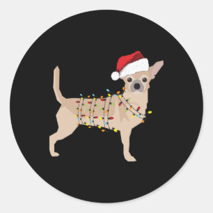Sticker Rond Lumière de Noël de Chihuahua