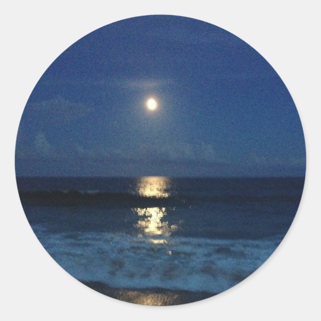 STICKER ROND LUMIÈRE LUNE SUR LA PLAGE (Devant)