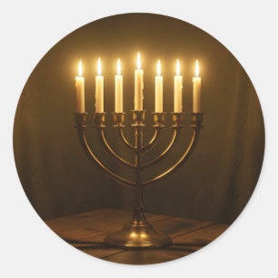 Sticker Rond Lumière sacrée – Hanukkah, Festival des lumières C