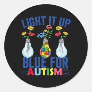 Sticker Rond Lumière sur la Sensibilisation sur l'autisme bleue
