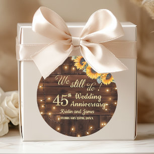 Sticker Rond Lumières de Chaîne de 45e Anniversaire de Mariage
