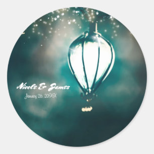 Sticker Rond Lumières de Chaîne d'Été Enchantées Chic Faveur de
