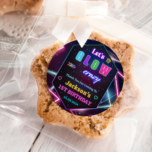 Sticker Rond Lumières de Neon lumineux Merci fête d'anniversair