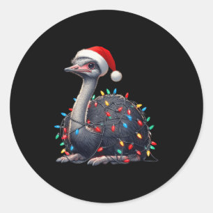 Sticker Rond Lumières de Noël d'autruche Fundy Santa Hat Joyeux