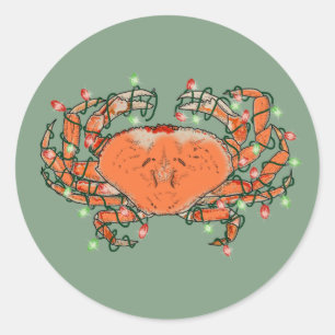 Sticker Rond Lumières de Noël de crabe crustacé