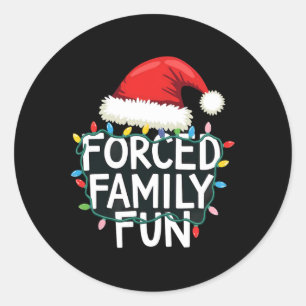 Sticker Rond Lumières de Noël sarcastiques Père Noël Casquette