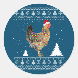 Sticker Rond Lumières de poulets avec le pyjama de Noël du Père
