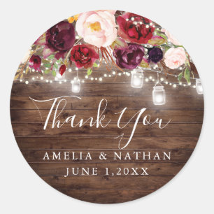 Sticker Rond Lumières Florales Bourguignonnes en Bois Rustique