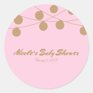 Sticker Rond Lumières Modernes Rose et Or pour Fête