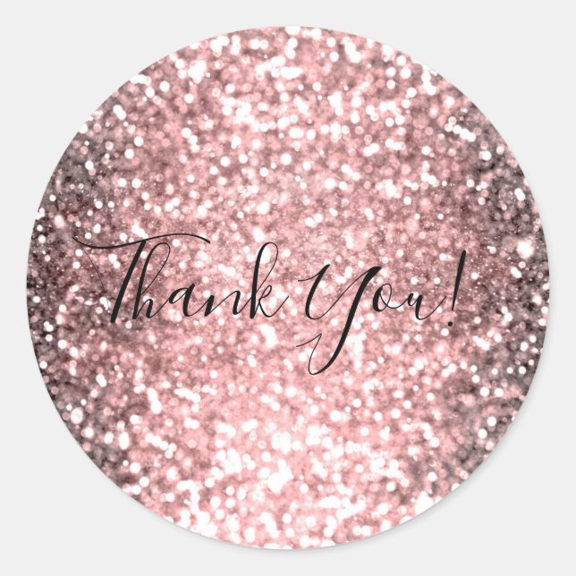 Sticker Rond Lumières Rose Gold Pailletées Scintillantes Douces (Devant)