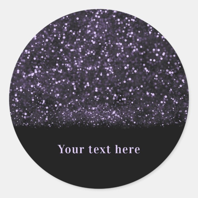 Sticker Rond Lumières scintillantes pailletées violettes Fête c (Devant)
