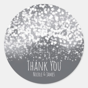 Sticker Rond Lumières scintillantes Romantique Gris Mariage mod