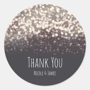 Sticker Rond Lumières scintillantes Romantique Gris Mariage mod