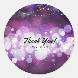 Sticker Rond Lumières scintillantes violettes Faveur de fête d'