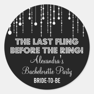 Sticker Rond Lumières suspendues Bachelorette Party Black Round