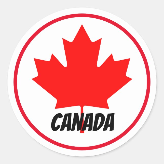 Sticker Rond Lumineuse Feuille d'érable canadienne Fête du Cana (Devant)