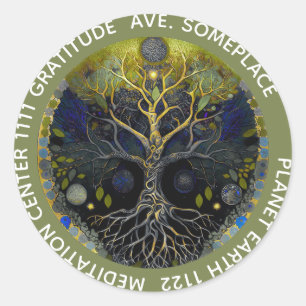 Sticker Rond Luna Rising   Arbre de Vie