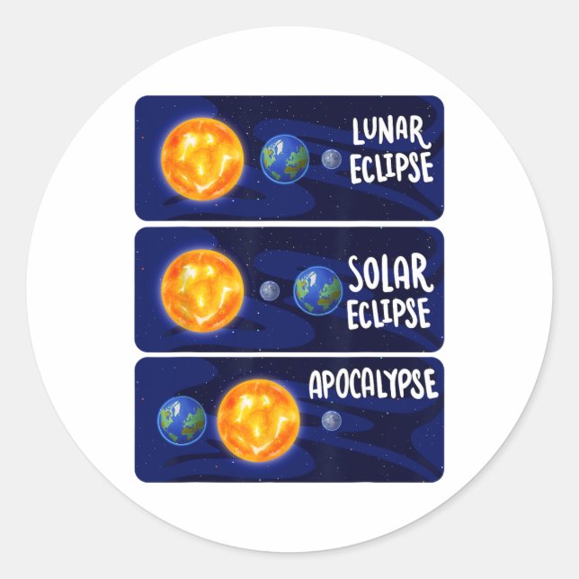 Sticker Rond Lunaire Eclipse Solaire Apocalypse Astrologie M (Devant)