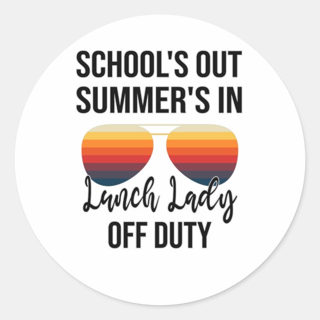 Sticker Rond Lunch School Midday Lady Compléter l'été (Devant)