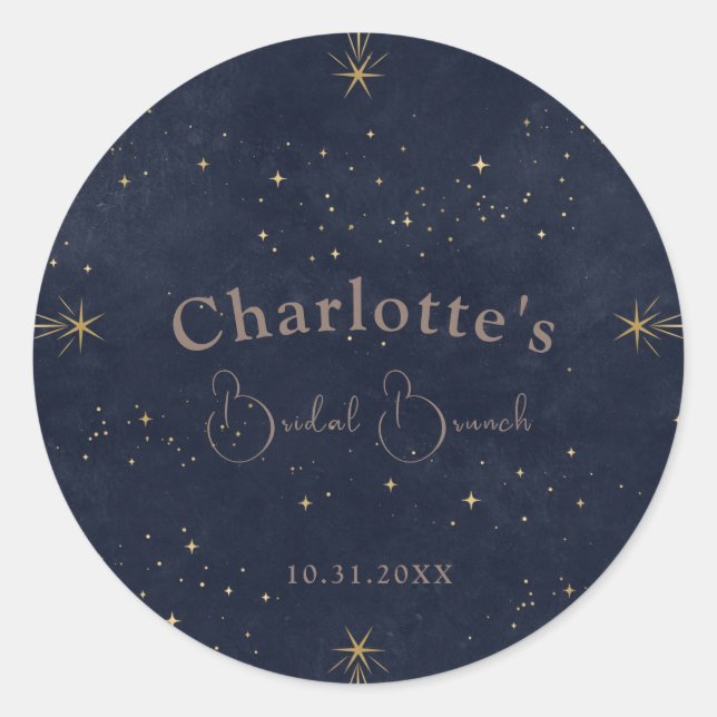 Sticker Rond Luncheon de mariage céleste sombre avec soleil et  (Devant)