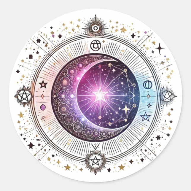 Sticker Rond Lune astrologique zodiaque (Devant)