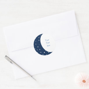 Sticker Rond Lune bleue et étoiles personnalisables