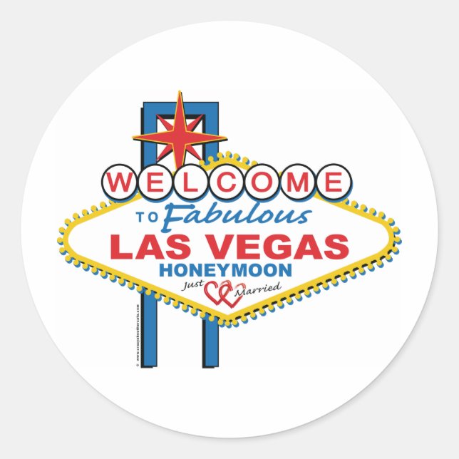 Sticker Rond Lune de miel de Las Vegas (Devant)