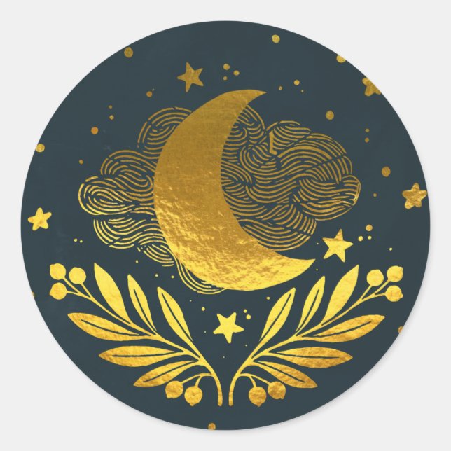 Sticker Rond Lune d'or de l'Indigo (Devant)