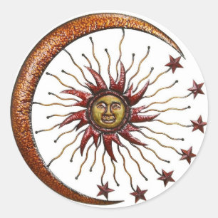 STICKER ROND LUNE DU SOLEIL ET ABRÉGÉ SUR CÉLESTES ÉTOILES