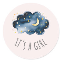Lune et Étoiles Rose C'est une fille Baby Shower