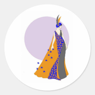 Sticker Rond Lune et les étoiles