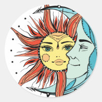 Lune et soleil. illustration de tatouage de style