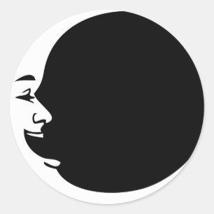 Sticker Rond Lune rouge pourpre Lune verte Lune Blanc Lire Homm