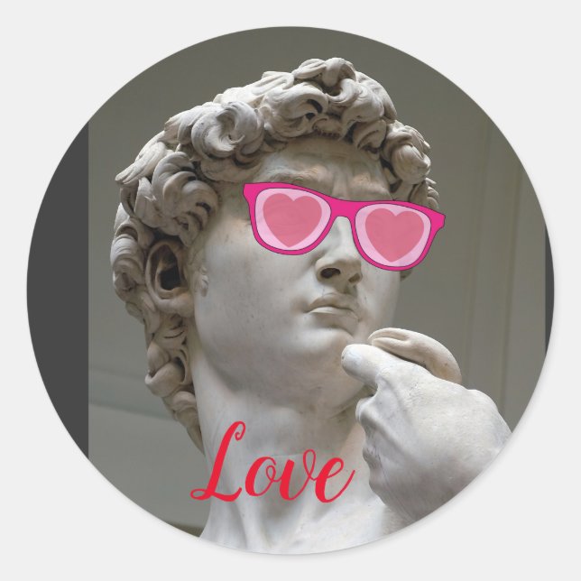 Sticker Rond Lunettes de couleur rose de la Saint-Valentin (Devant)