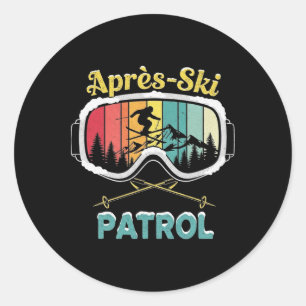 Sticker Rond Lunettes de ski de patrouille Après Ski Snowboardi