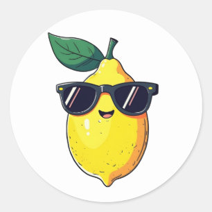 Sticker Rond Lunettes de soleil au citron amusantes