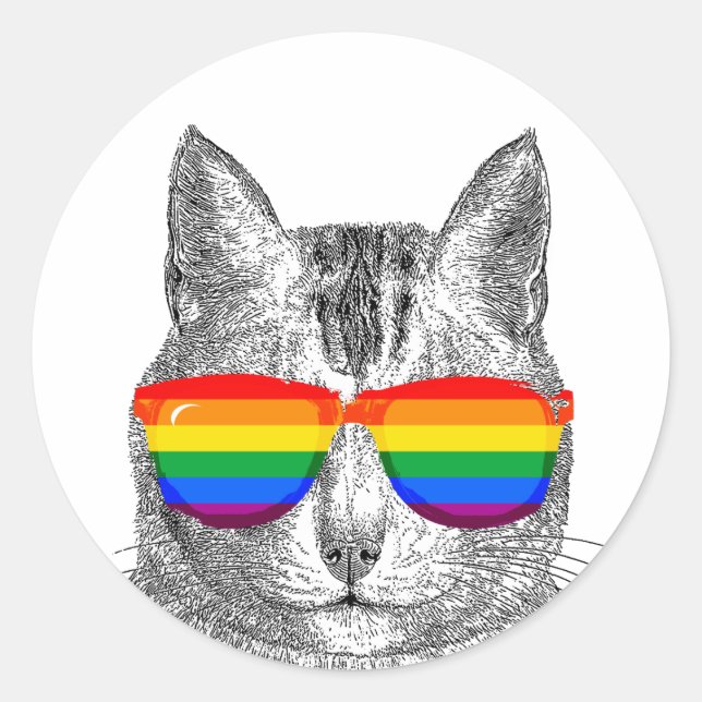 Sticker Rond Lunettes de soleil Cat Pride (Devant)