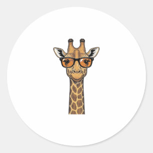 Sticker Rond Lunettes de soleil de girafe cool Vintage gravure