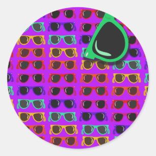 Sticker Rond Lunettes de soleil des années 80 impressionnantes 