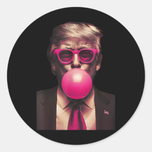 Sticker Rond Lunettes de soleil roses Trump Bubble Gum Chemise