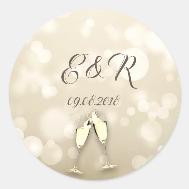 Sticker Rond Lunettes de vin Bokeh élégantes (Devant)