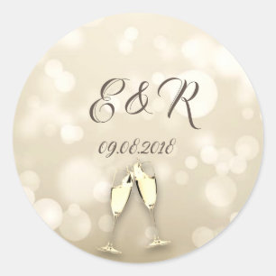 Sticker Rond Lunettes de vin Bokeh élégantes
